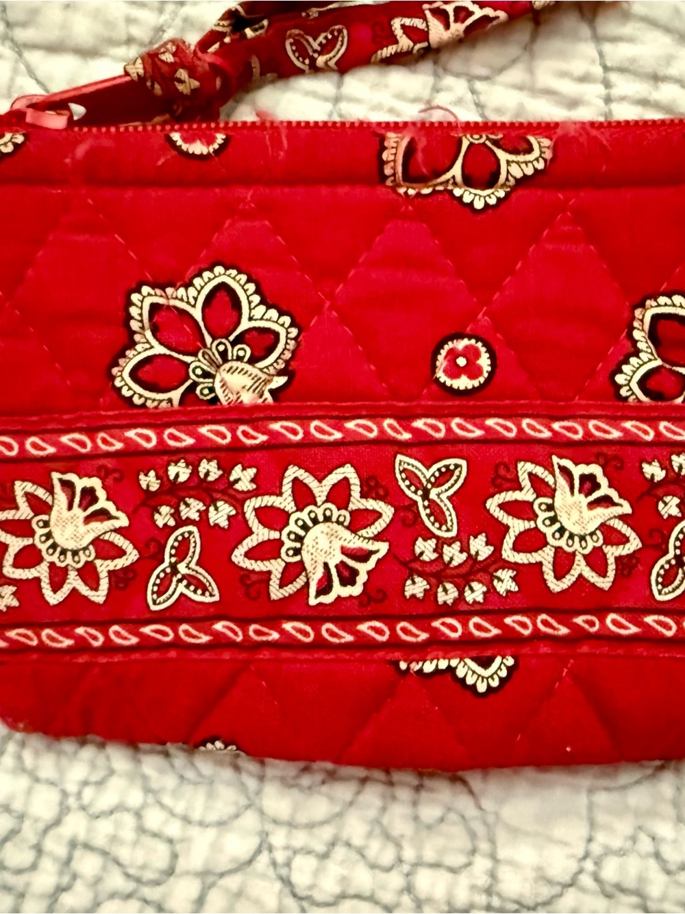 Vera Bradley Red Quilted Floral Shoulder Bag Red Bandana pattern.